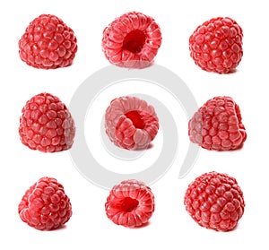 Collection of sweet raspberries