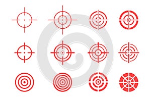 Collection of target icons on white background. Aim signs set.