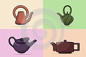 Collection of Tea Kettle vector illustration. Kitchen interior object icon concept.