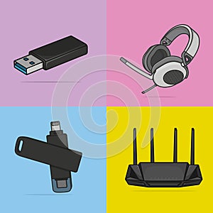 Collection Of Technology Devices vector illustration. Technology object icon concept