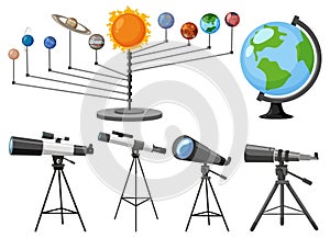 Collection of telescopes on tripods