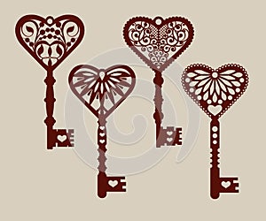 Collection of templates of decorative keys