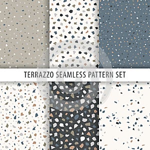 Collection of terrazzo backgrounds. Seamless pattern.