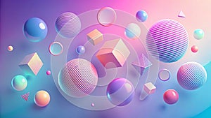 Abstract 3d easter eggs and geometric shapes floating in gradient light