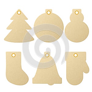 Collection of textured kraft paper Christmas and New Year gift tags