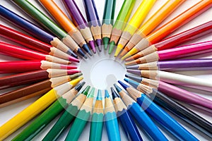 Thick Colored Pencils Are Arranged in a Circle