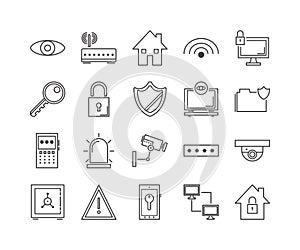 Security, protect and technology icons