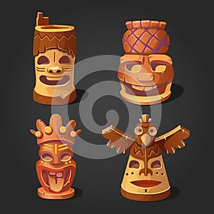 Collection of tiki wooden idols used by the tribe