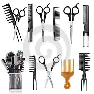 A collection of tools for professional hair stylist and makeup artist