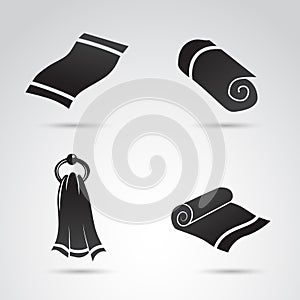Collection of towel icons on white background.