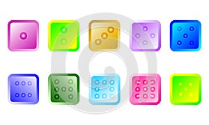 Collection of toy number square plastic icons domino game entertainment symbol abstract background vector illustration