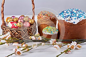 Collection of traditional easter attributes.