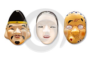 Collection of Traditional Japanese mask Kabuki Mask