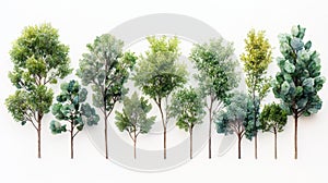 Collection of Tree Illustrations Generative AI
