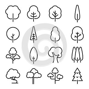 Collection of Trees Icons - Thin Lines