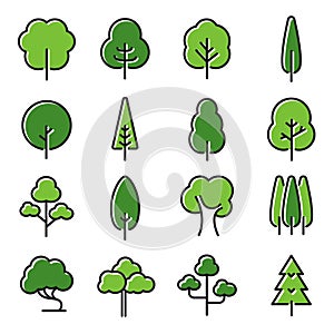 Collection of Trees Icons - Thin Lines