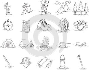 collection of trekking icons. Vector illustration decorative design