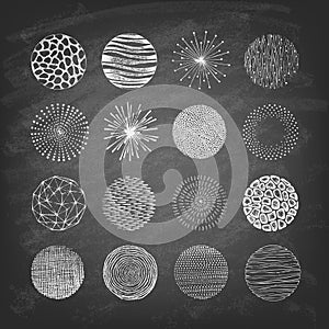 Collection of trendy Hand Drawn circles textures.