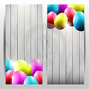 Collection of Two Vector Easter Cards with Colorfu