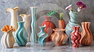 A collection of uniquely designed ceramic vases perfect for celebrating a couples wedding anniversary.