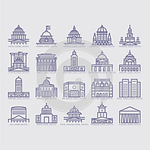 collection of usa buildings. Vector illustration decorative design