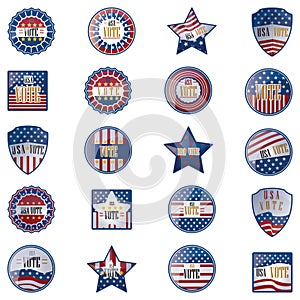 collection of usa election labels. Vector illustration decorative background design