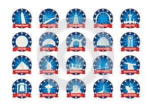 Collection of USA landmarks. Vector illustration decorative design photo