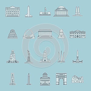 Collection of USA monuments. Vector illustration decorative design