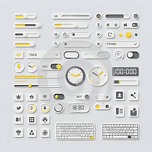 Collection of User Interface Elements Slider Toggle Clock Keyboard Digital Display sliders