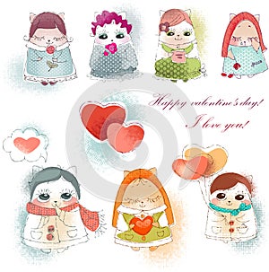 Collection valentine cats