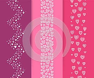 Collection of Valentine`s Day borders, hand drawn heart doodles, great for cards, banners, wallpapers, wrapping - vector design