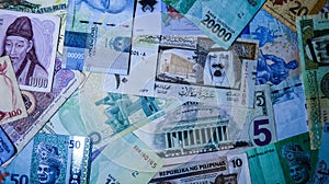 Collection of the variety currency and banknotes from world
