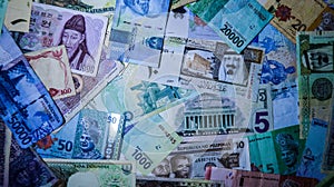 Collection of the variety currency and banknotes from world