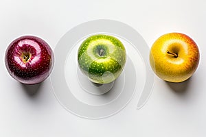 Collection of various apple varieties displayed side by side on a white background.