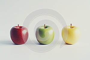 Collection of various apple varieties displayed side by side on a white background.
