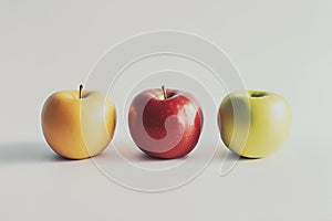 Collection of various apple varieties displayed side by side on a white background.