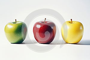 Collection of various apple varieties displayed side by side on a white background.