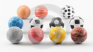 Collection of Various Balls for Different Sports. Generative AI