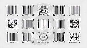 A Collection of Various Barcode and QR Code Types are Displayed.