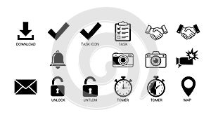 Set of Black and White Icons for Web and App Design