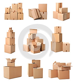 Collection of various cardboard boxes
