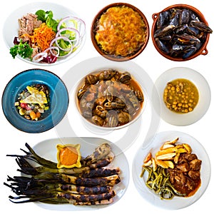 Collection of various Catalonian dishes