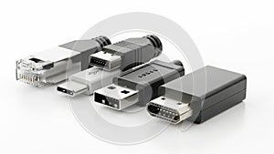 Collection of various computer connectors