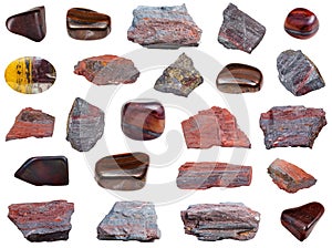 Collection of various Jaspillite stones isolated