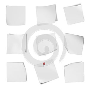 Collection of various leaflet blank white paper on white background.