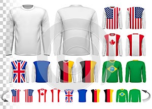 Collection of various male long sleeved shirts.