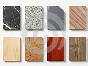 Collection of various material samples displayed in a grid