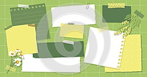 Collection of various notes paper. Colorful sticky note.