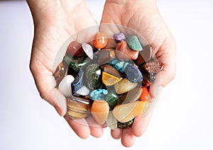 Collection of various raw mineral gemstones
