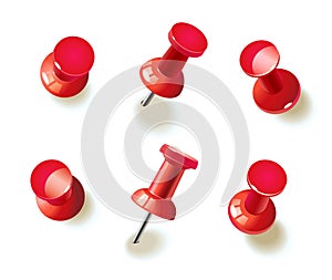 Collection of various red pushpins